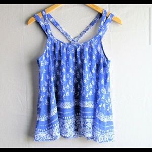 Express periwinkle strappy chiffon tank top